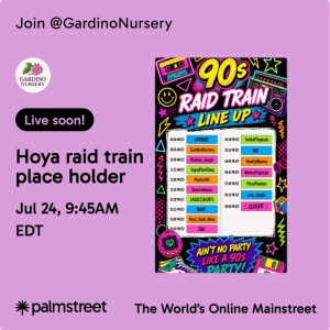 Hoya Raid Train Live Sale on the Palmstreet App / July 24th at 9:45 am EST - BOOKMARK NOW!